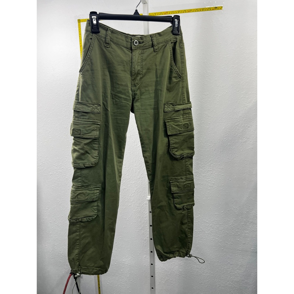 Lovegen Olive Green Cargo Pants‎ Womens 9/30 Utility Multi Pocket Streetwear